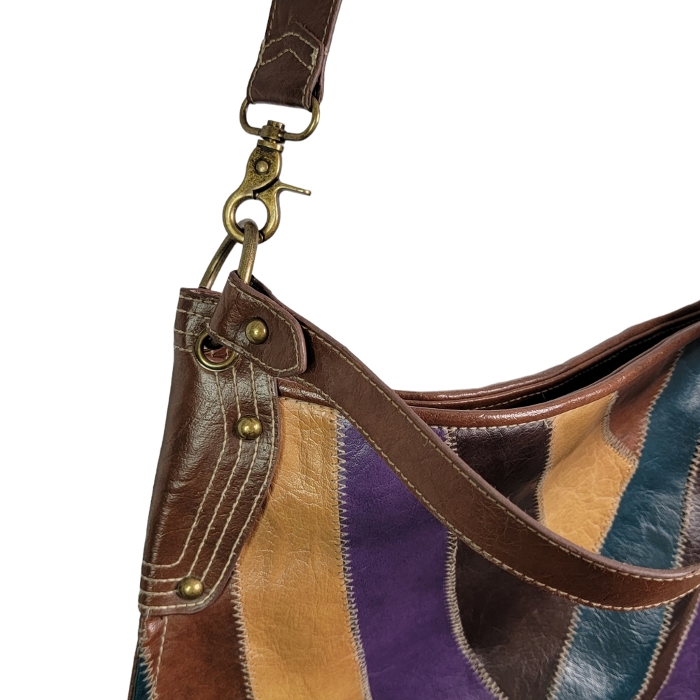 DECREE Patchwork Colorblock Vintage Style Boho Crossbody Shoulder Bag Purse - Picture 4 of 16